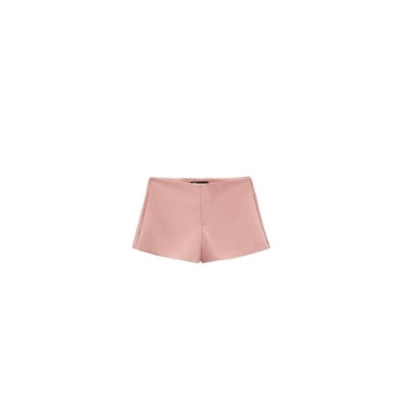 ZARA HIGH WAIST LINEN BLEND BERMUDA SHORTS PALE PINK SIZE M | 7385/419 - Picture 1 of 4